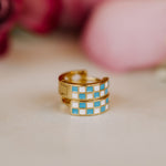 Load image into Gallery viewer, Blue &amp; White Checkered Hoops
