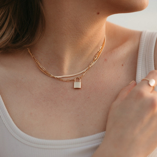 Gold Lock Pendant Chain Necklace | Claire's US