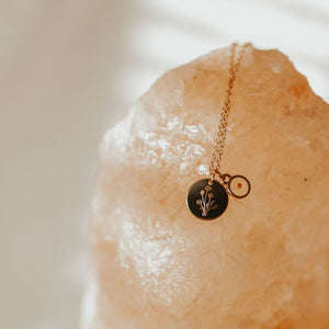 seed and sage rose necklace Wildflower Necklace with Mustard Seed Gold